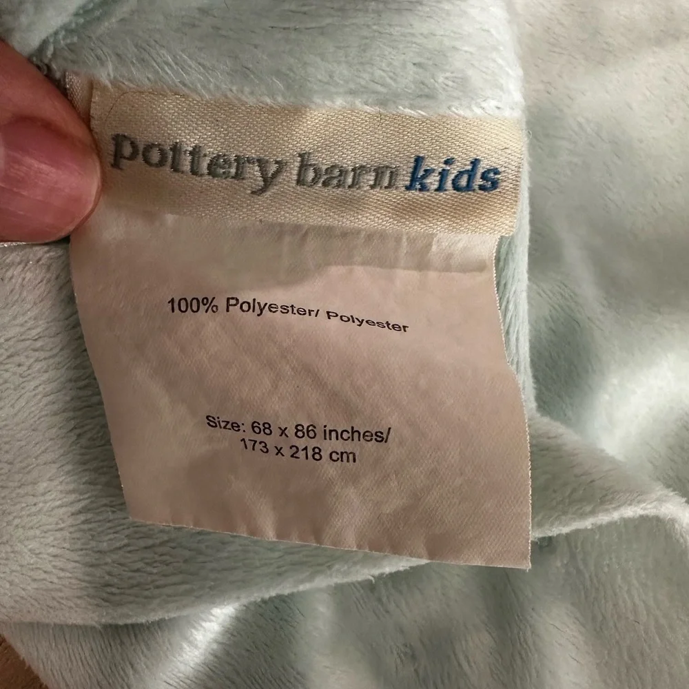 Pottery Barn Kids Duvet Cover Luxe Chamois Velour Soft Mint Cozy Warm 68